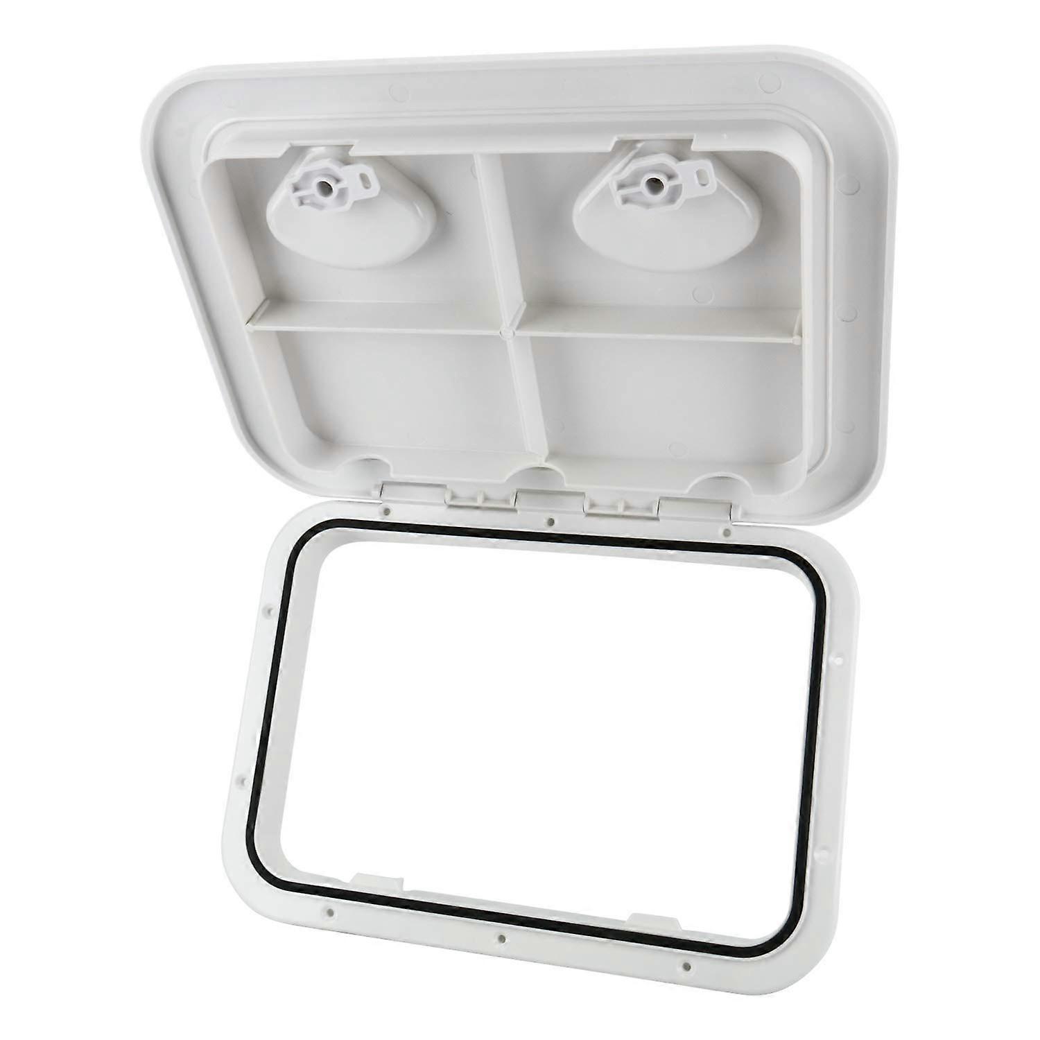 Amarine Boat Deck Hatch - 17-1/4'x12-3/8, 180 Lid Hinge, Non-Slip Surface, Sturdy Construction, Weatherproof & Easy to Install, White