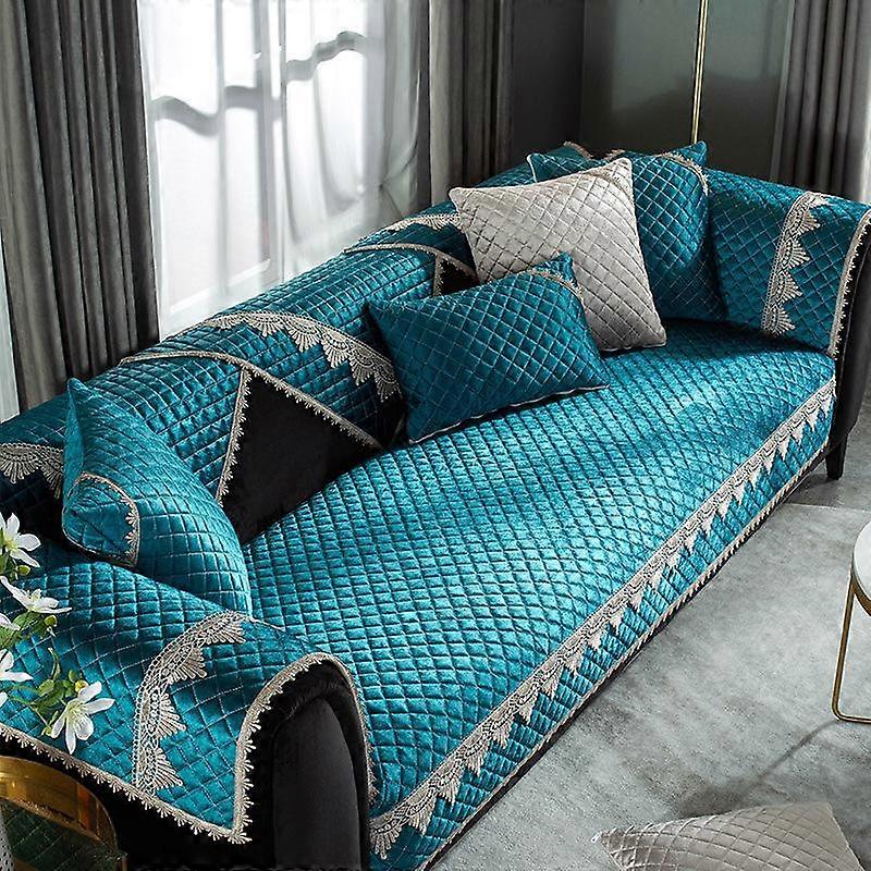 Universal Non-Slip Lace Edge Couch Cover Living Room L-shaped Decoration Furniture Blanket Winter Thick Soft Plush Sofa Covers