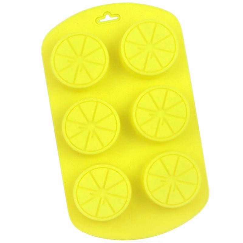 6 Grids Round Lemon Shape Silicone Moon Cake Model Kitchen Baking Handmade Cake Mold