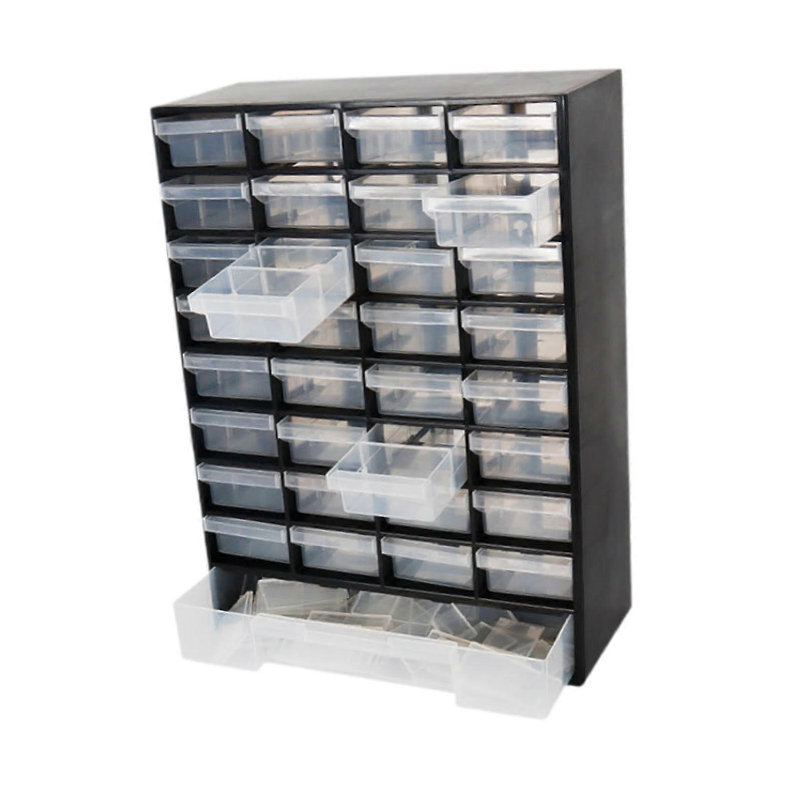 Drawer Storage Cabinet Organizer, Garage Organization with 33 Compartment Tool Box (Black)