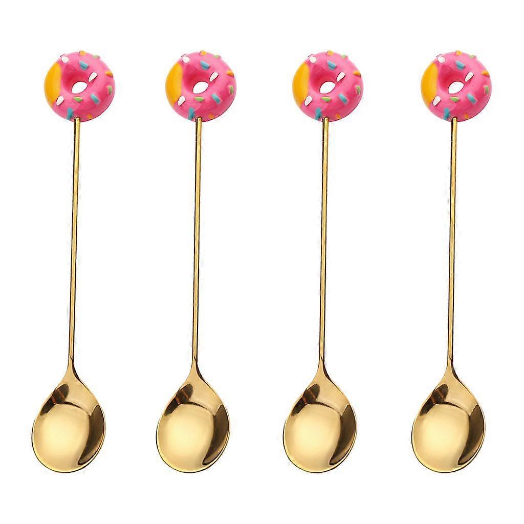 4stk Rustfrit stål Donuts Candy Spoon Fork Køkken service Dessert Skeer