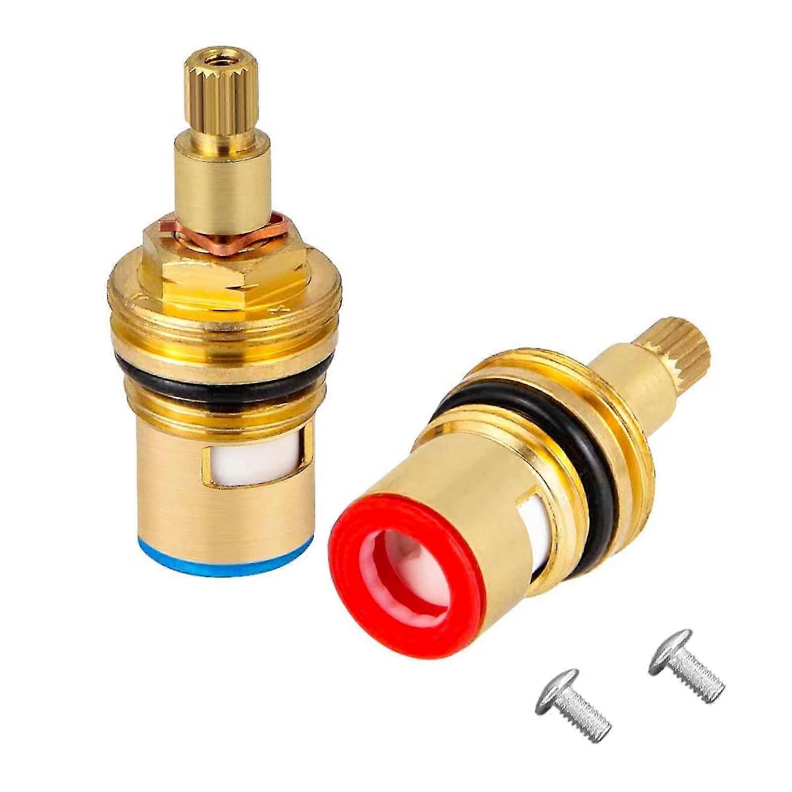 2 Pcs Tap Valves Replacement, Universal Disc Cartridge Insert Faucet Valve Quarter Turn 1/2" Brass Ceramic Tap Valves Replacement