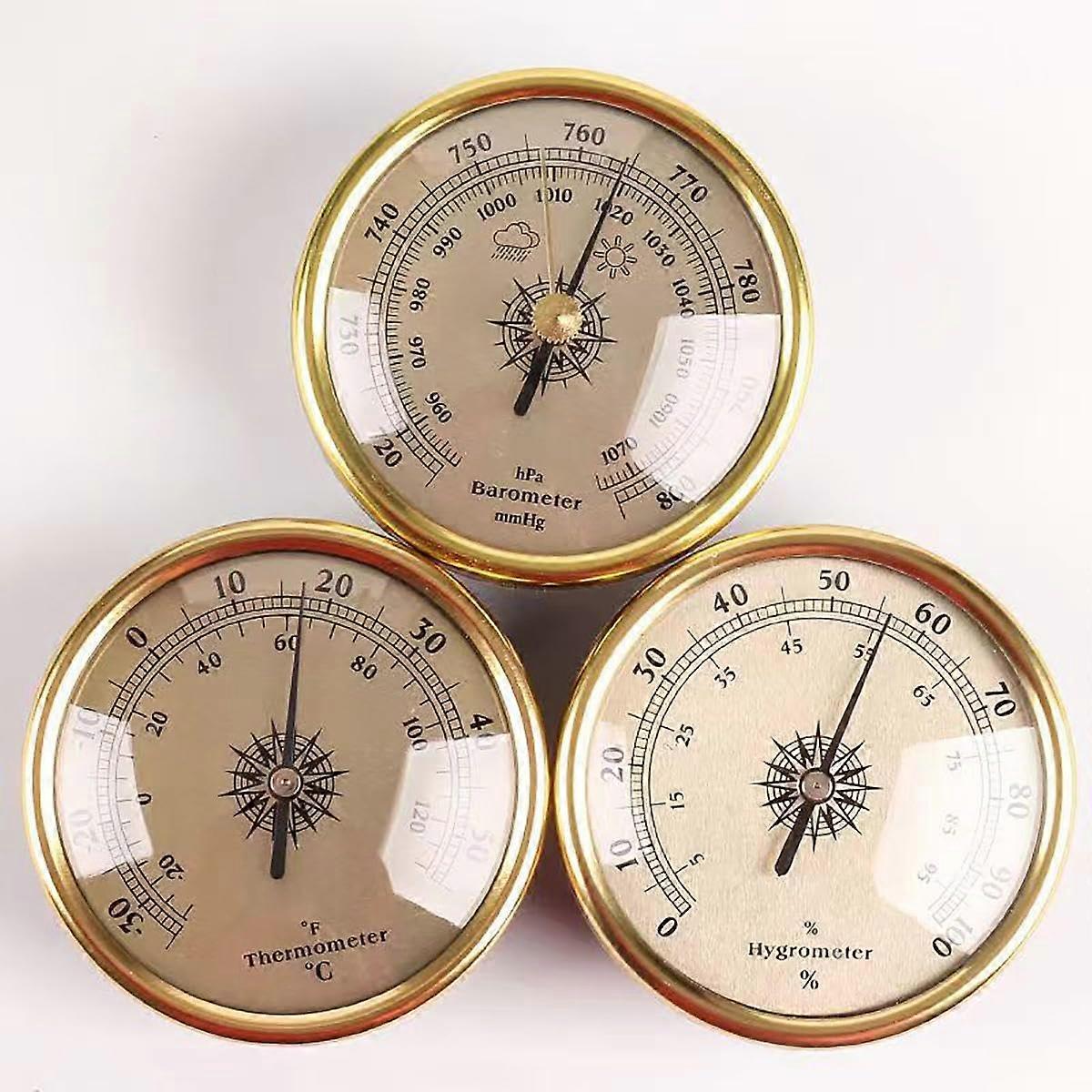 Home Barometer 3 in 1 Weather Station with Thermometer Hygrometer for Indoor Outdoor Use Gold Finish