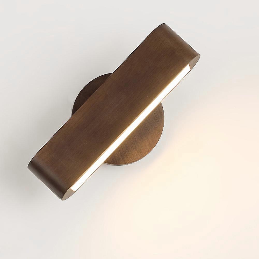 Wooden bedside table wall lamp rotatable - walnut 3 colors changing light
