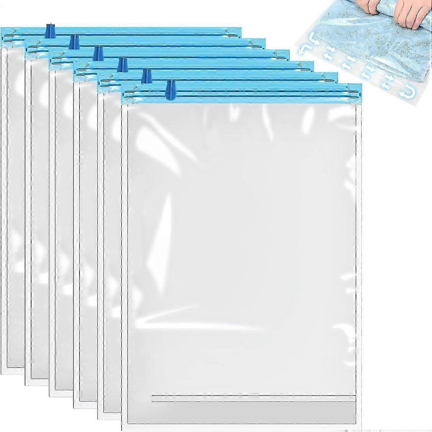 6 sacs de stockage sous vide enroulables de voyage, sacs de compression réutilisables pour les voyages