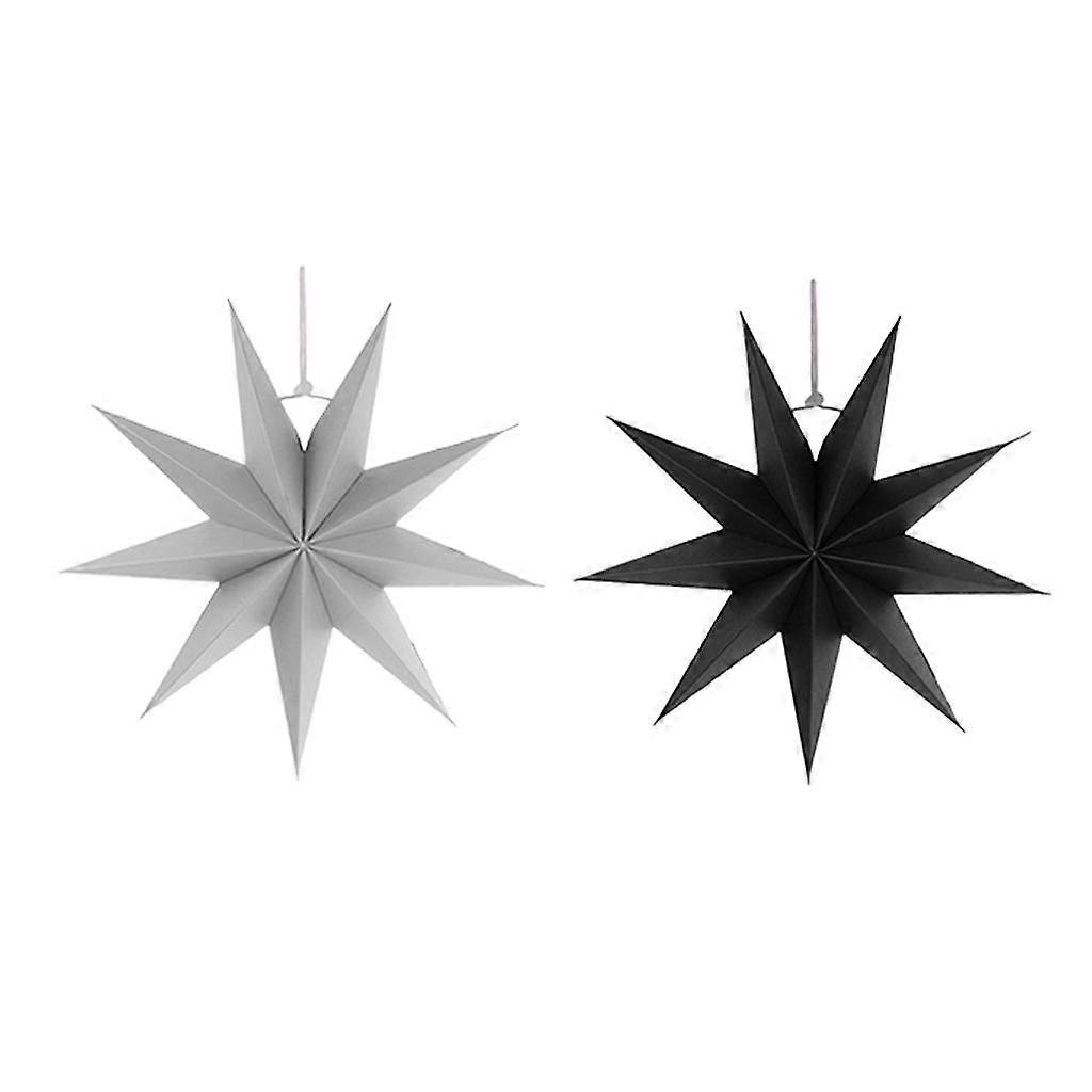 2 Pieces 3D Paper 9 Point Party Hanging Decor Gray