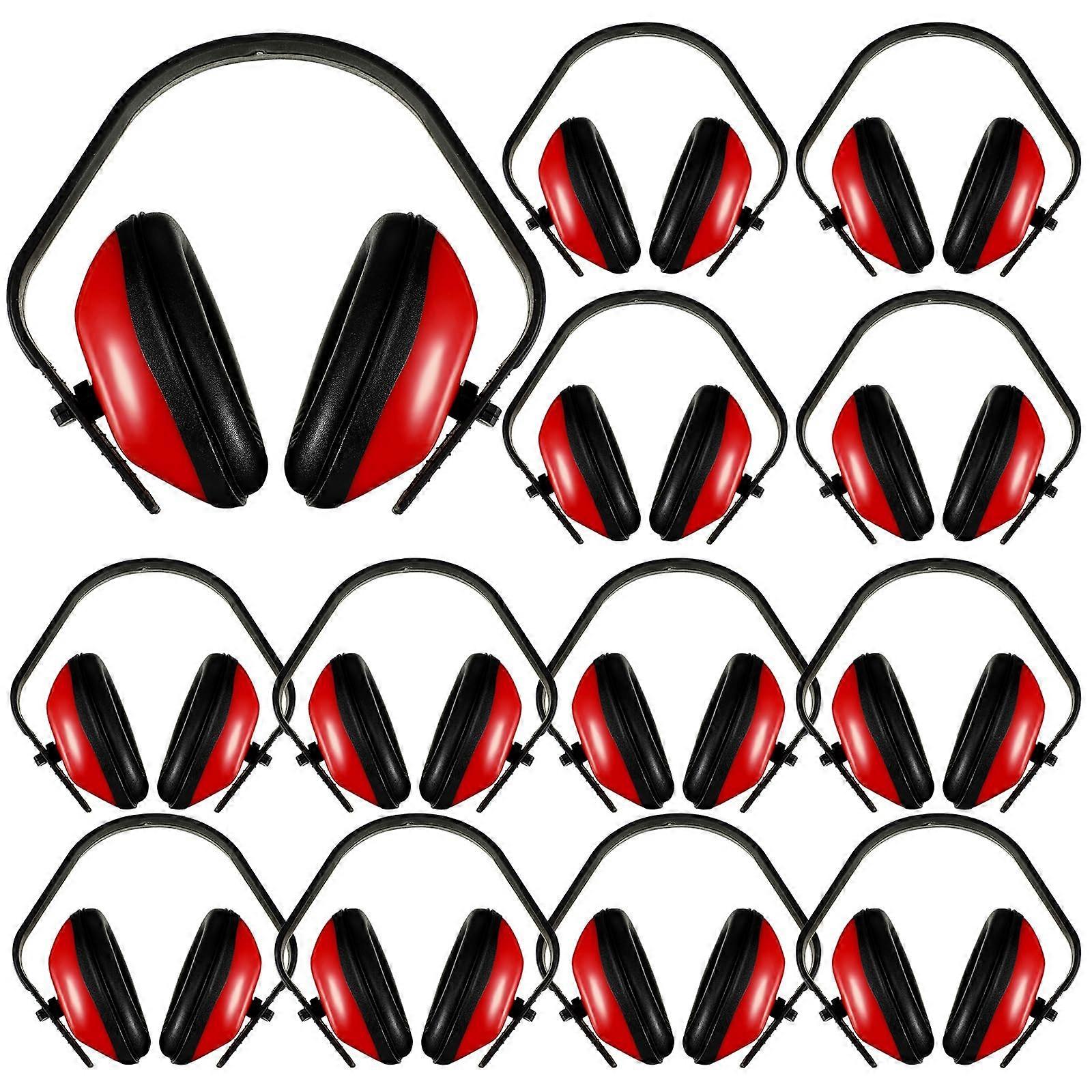 Soundproof Earmuffs Hearing Protection Headphones 12-Pack Red Adjustable Padded Defender Noise Reduction Earplugs
