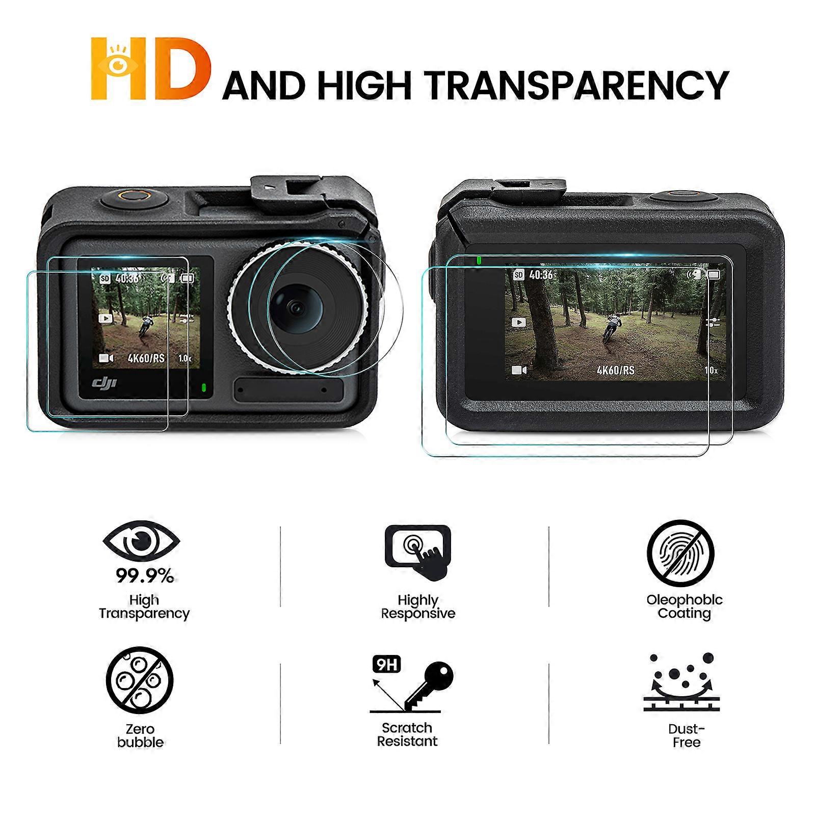 Tempered Glass Screen Protector Set for DJI Osmo Action 4 - 9H Hardness, Easy Install