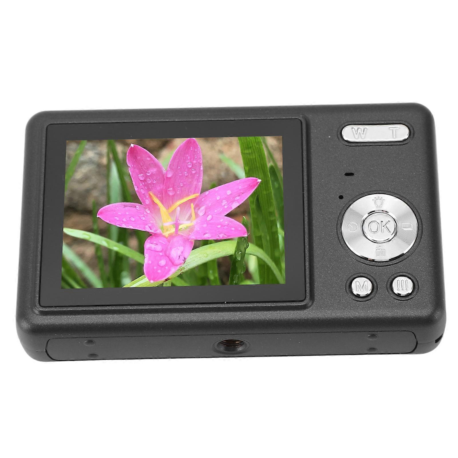 12MP 1080P Digital Camera 2.4in TFT Screen 16X Zoom Auto Focus Pocket Digital Camera for Student Vlog Black