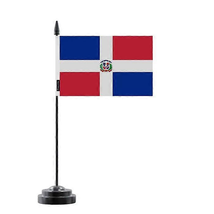 Table Flag - Dominican Republic - 14 x 21 cm - Polyester - Plastic Pole - Double-sided Print