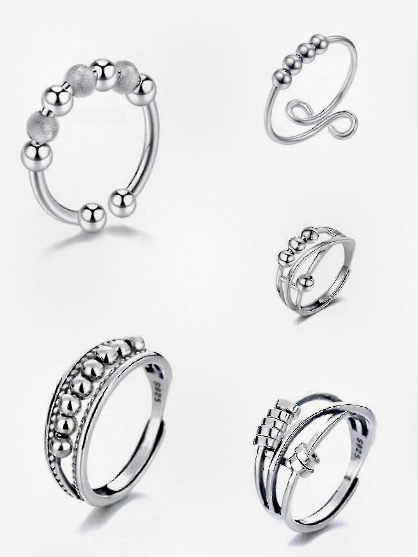 5 Pcs Anxiety Relief Ring, Stress-Reducing Rotating Ring Suitable for Various Uses