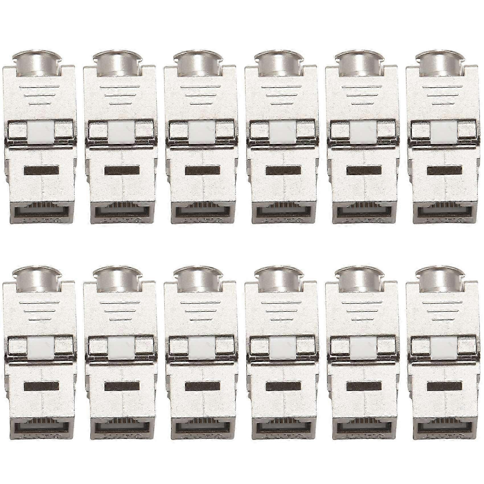 12 Pcs RJ45 Cat7 Cat6A Shielded Zinc Alloy Module Network Connector Adapter 10GB Network