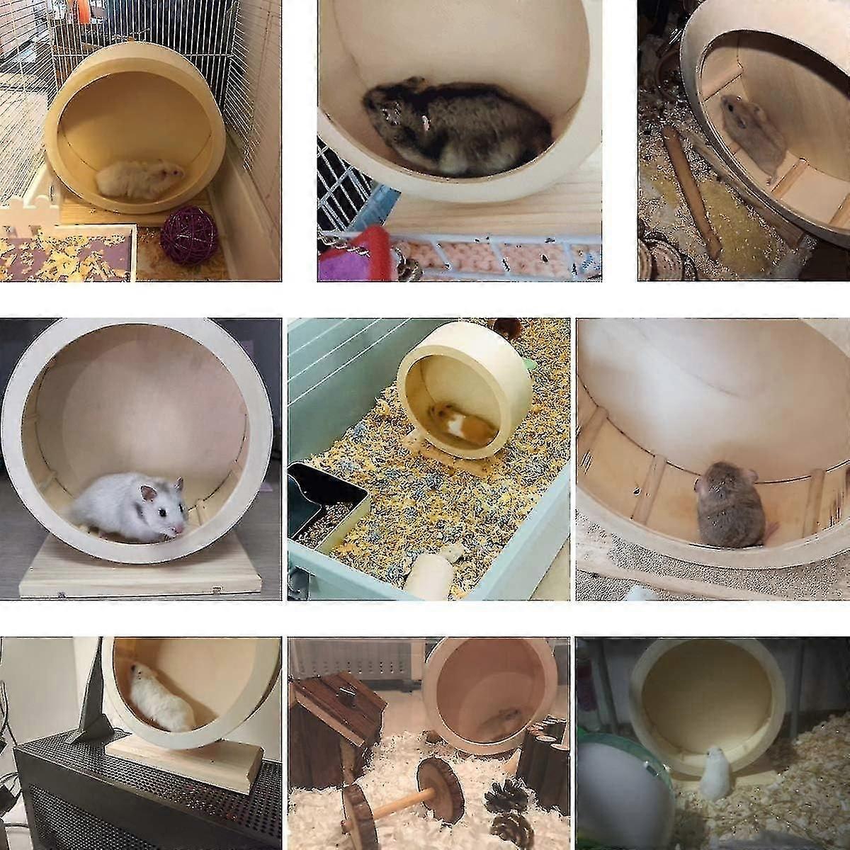 Small Pets Exercise Wheel Hamster Wooden Mute Running Spinner Wheel Play Toy For Rat Gerbil Mice Chi