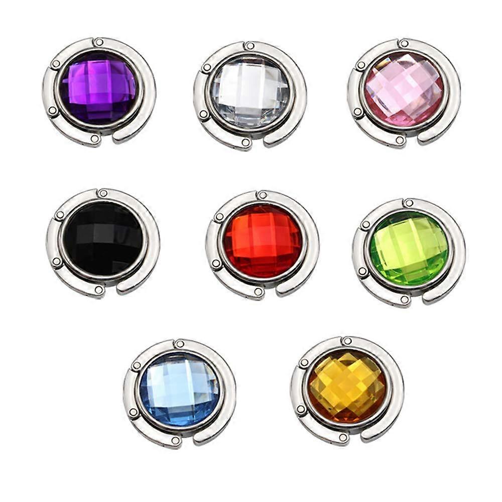 Set of 8 Mixed Colors Purse Hook Purse Hanger Colorful Crystal Foldable Handbag Hanger Folding Table Hanger Holder Bag Storage