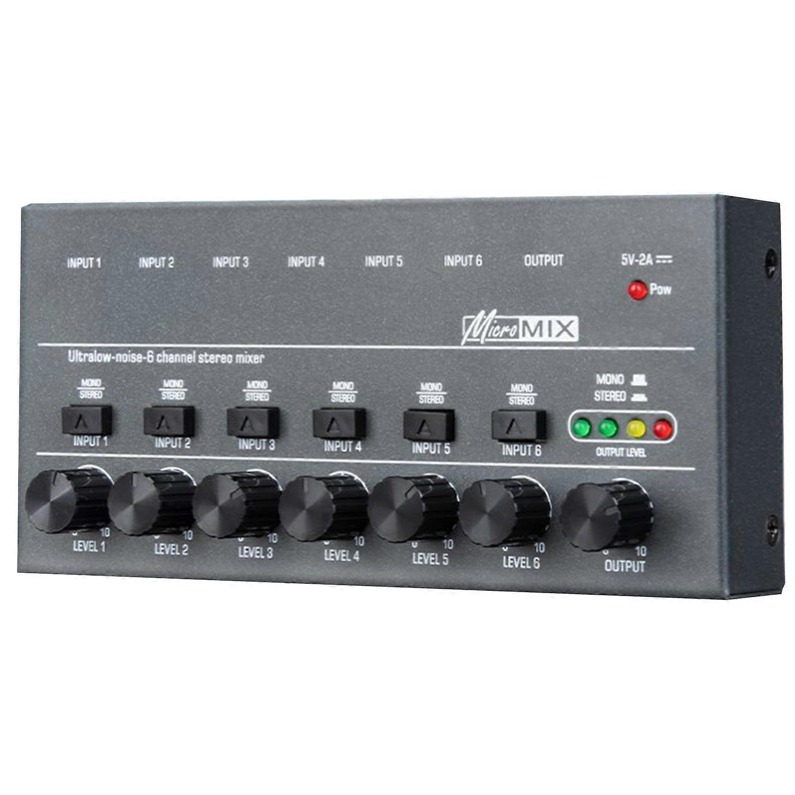 Ultra Low-Noise 6-Channel Line Mixer Mini Mixer Audio USB Powered Mixer for Electronic Instruments, Mobile Phones