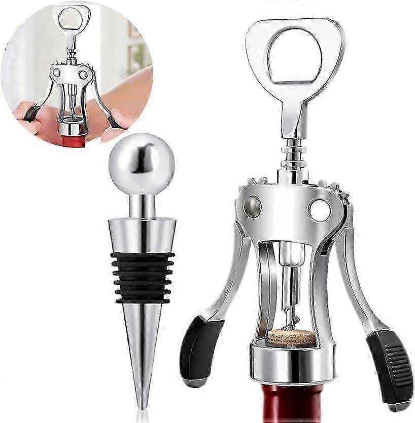 Multifunctional Wing Corkscrew Wine Opener with Stopper for Wine & Beer