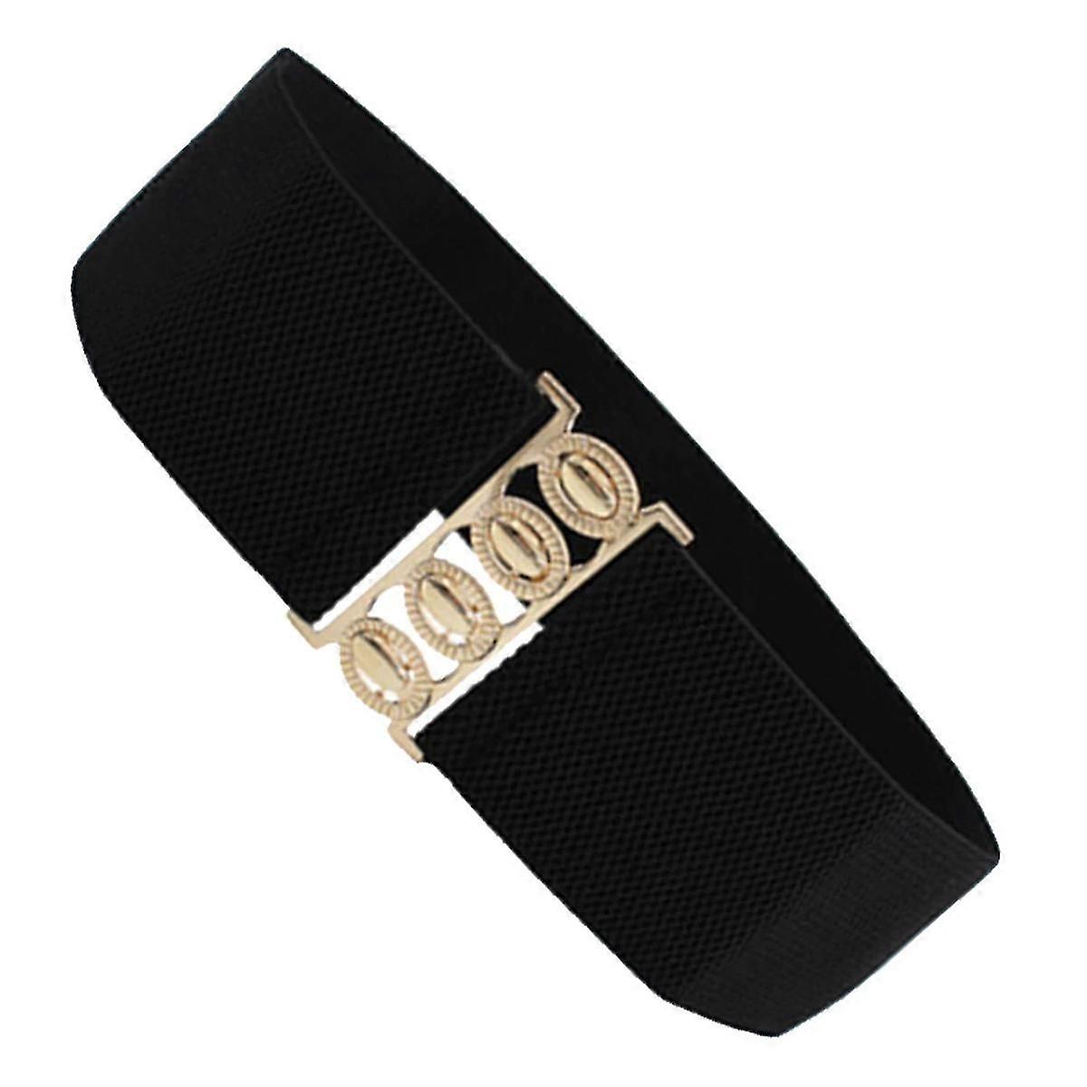 Wide Elastic Waist Cinch Belt with Retro Clasp Buckle