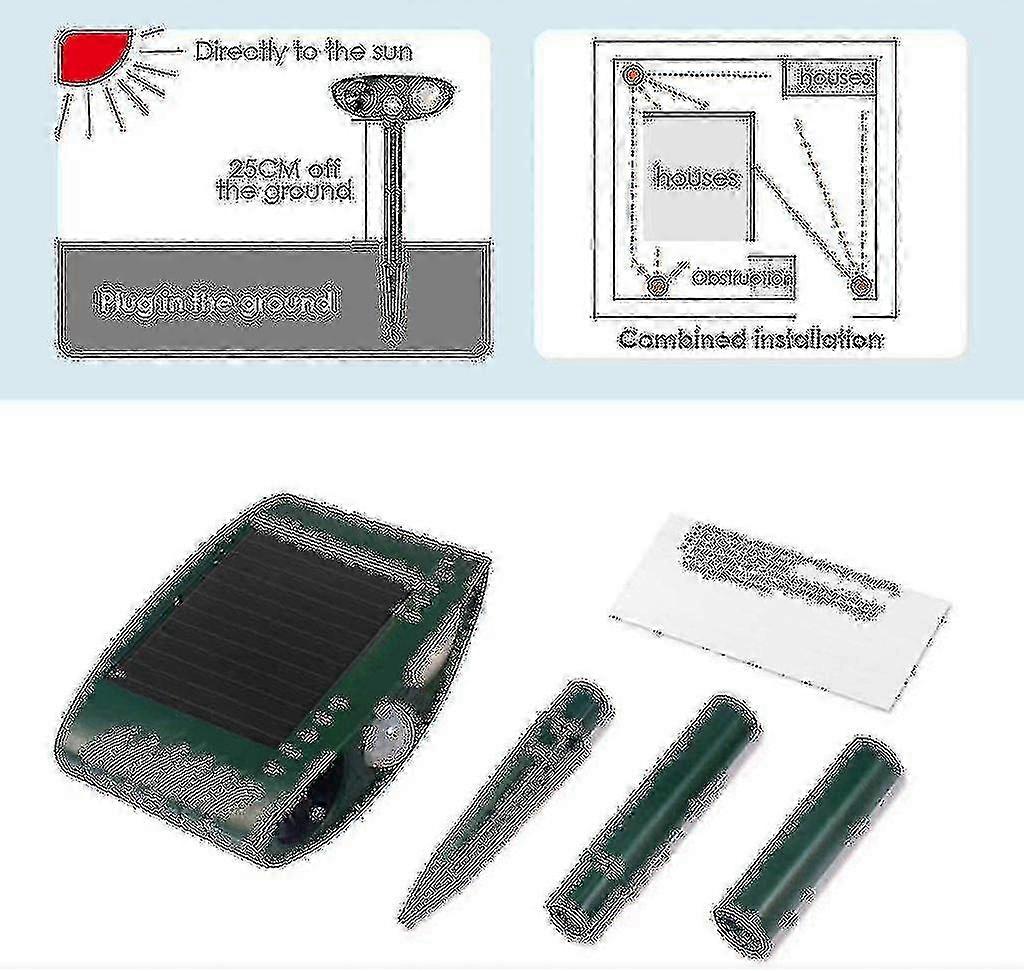 Ultrasonic Deer Repeller - Pack Of 2 - Solar Powered - Get Rid Of Deer In 48 Hours,Solar powered animal repellent H- -Y