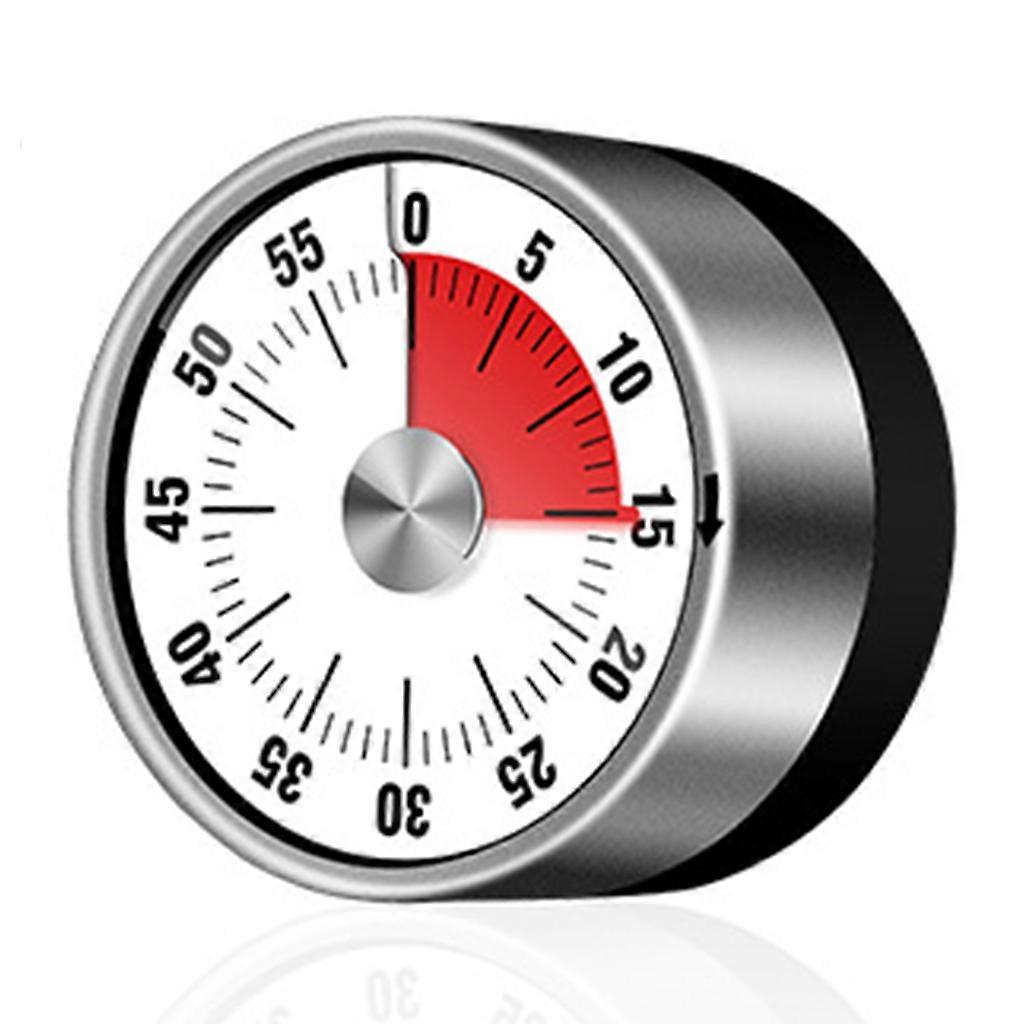 60Minutes Alarm Cooking Timer with Loud Alarm Magnetic Clock Stainless Steel Visual Timer Kitchen Round Mechanical Timer white