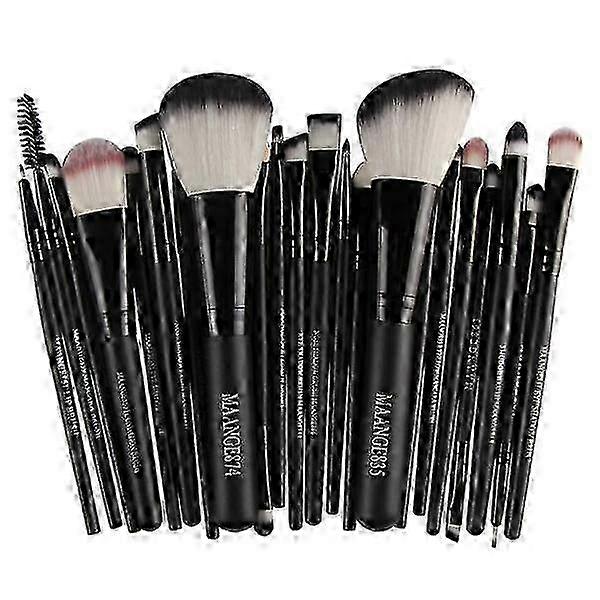 2025 22 Black Makeup Brushes - Essential Beauty Set