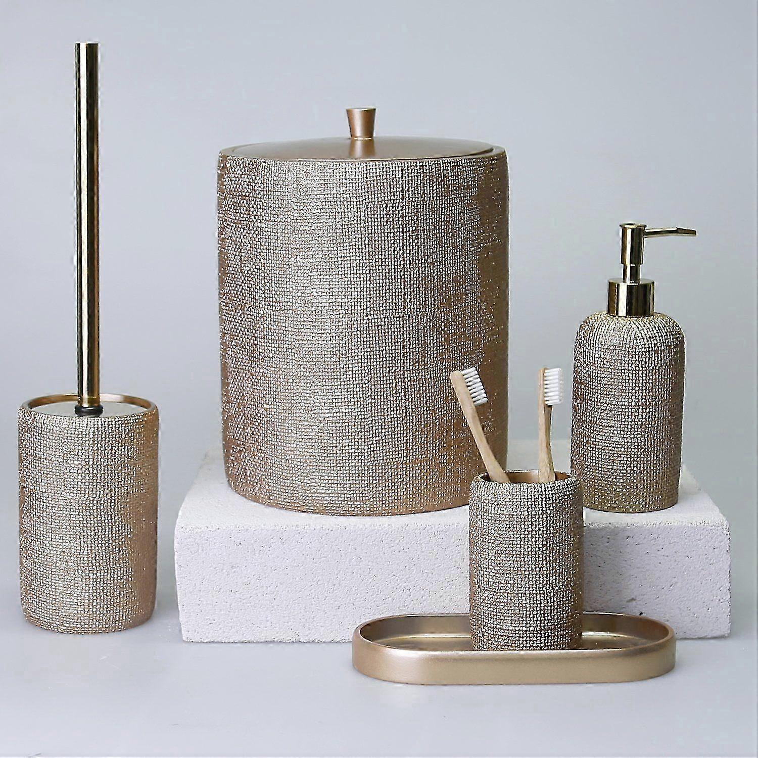 5-Piece Natural Taupe Bathroom Accessory Set