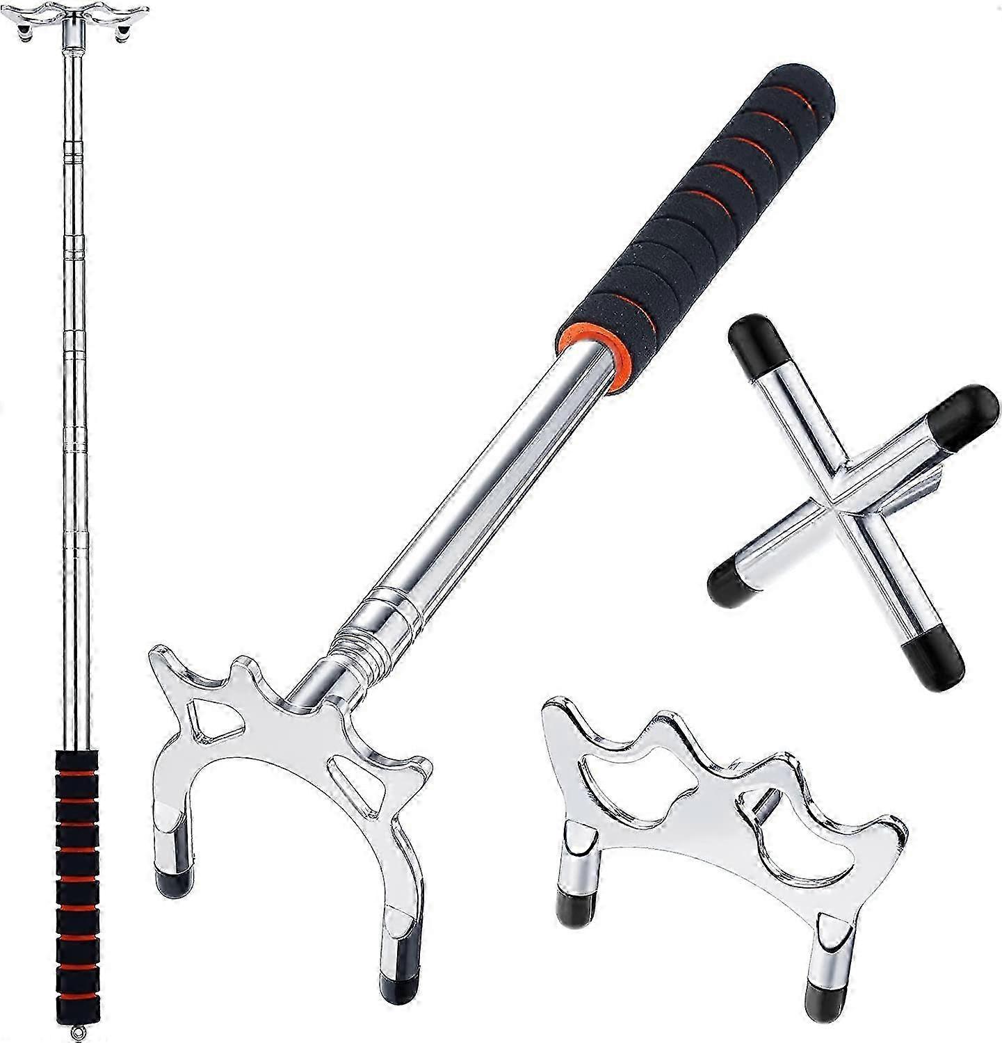 Retractable Billiards Cue Stick Bridge with 3 Pieces Removable Brass Bridge Head, Billiards Pool Cue