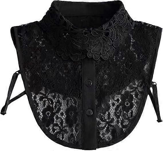 Blouse collar - Collars - loose collar - Fake collar - Sweater Decorative - round collar - black - One size - lace - Detachable - Floral Pattern desi