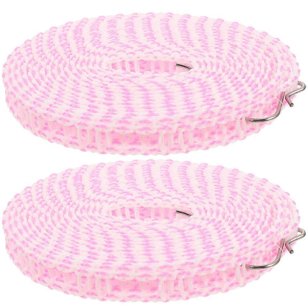 Windproof Drying Clothes Rope Portable Clothesline For Outdoor Use Pink 2Pcs