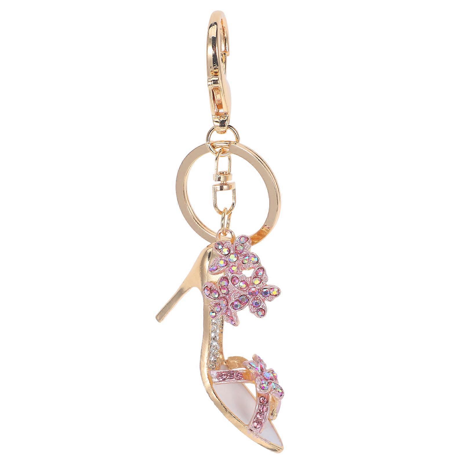 High Heel Keychain Rhinestone Key Ring Accessory for Keys and Bags Stylish Design Zinc Alloy 13.00X4.00X2.00CM 1Pack