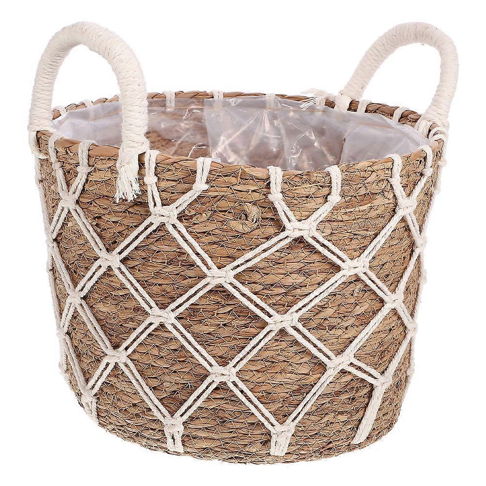 Flowers Flower Baskets Rustic Straw White Rectangular All Match 1Set