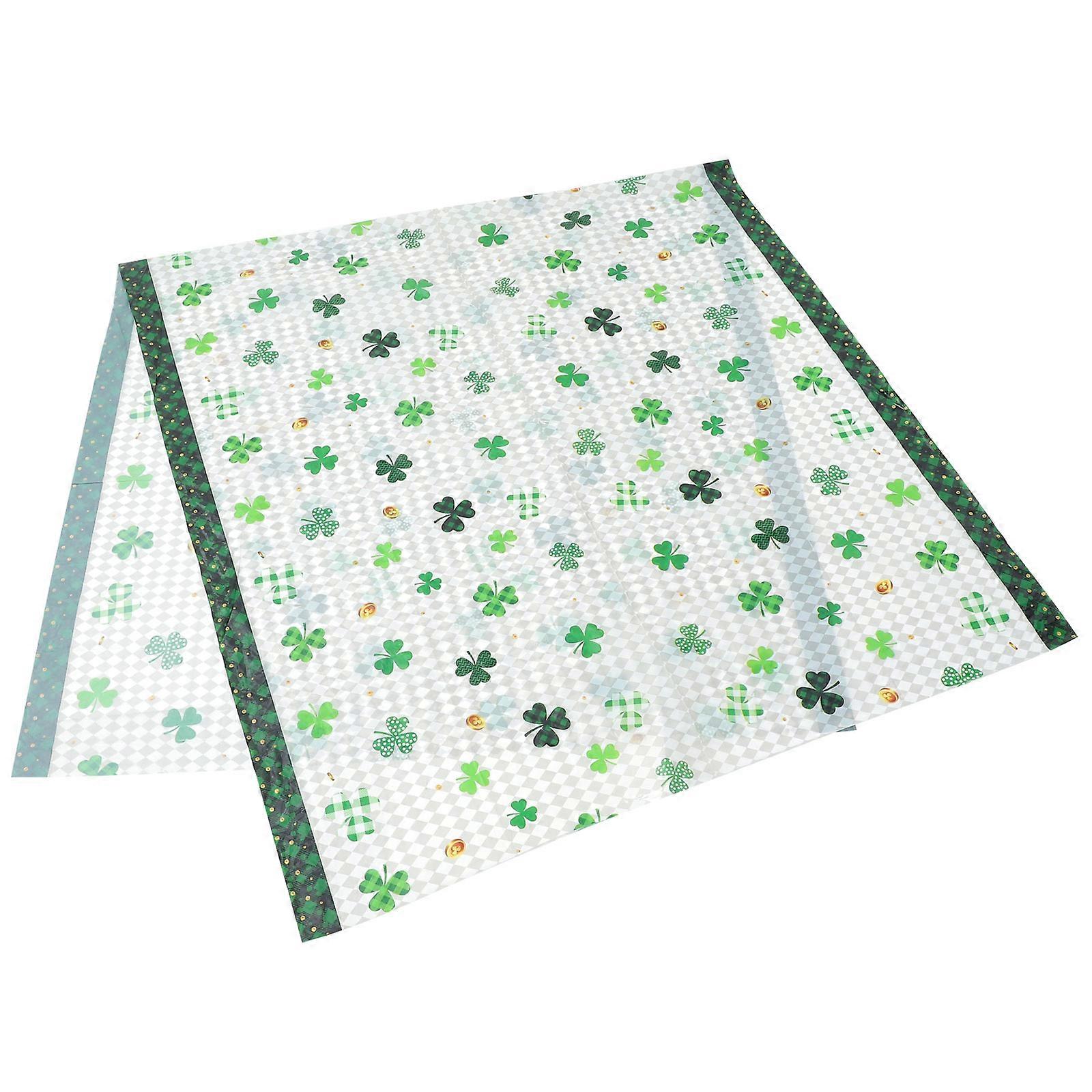 Shamrock Lucky Table Cover Patricks Day Celebration Dining Table PE Material 274x137cm Stain Resistant 1Pack