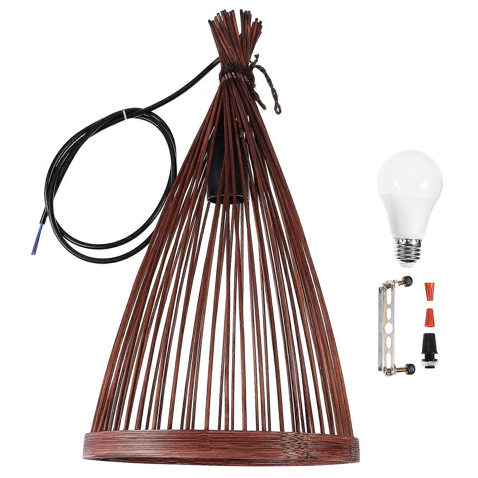 Rustic Bamboo Woven Chandeliers Bamboo Ceiling Lights with Bulb