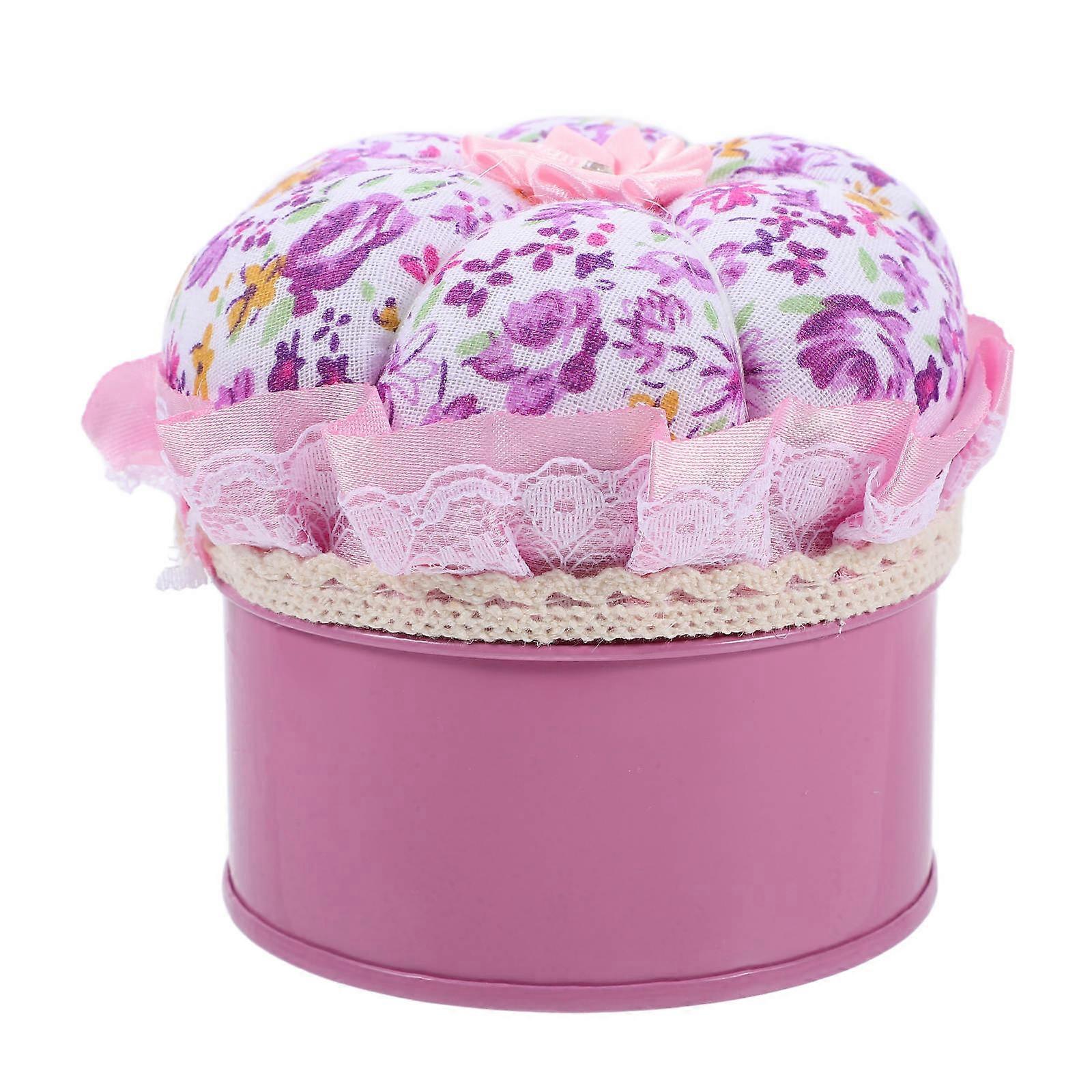 Sewing Needle Holder Pumpkin Shaped Sewing Pin Box For Home Use Purple 8.00X8.00X7.50CM Needle Storage 1Pack