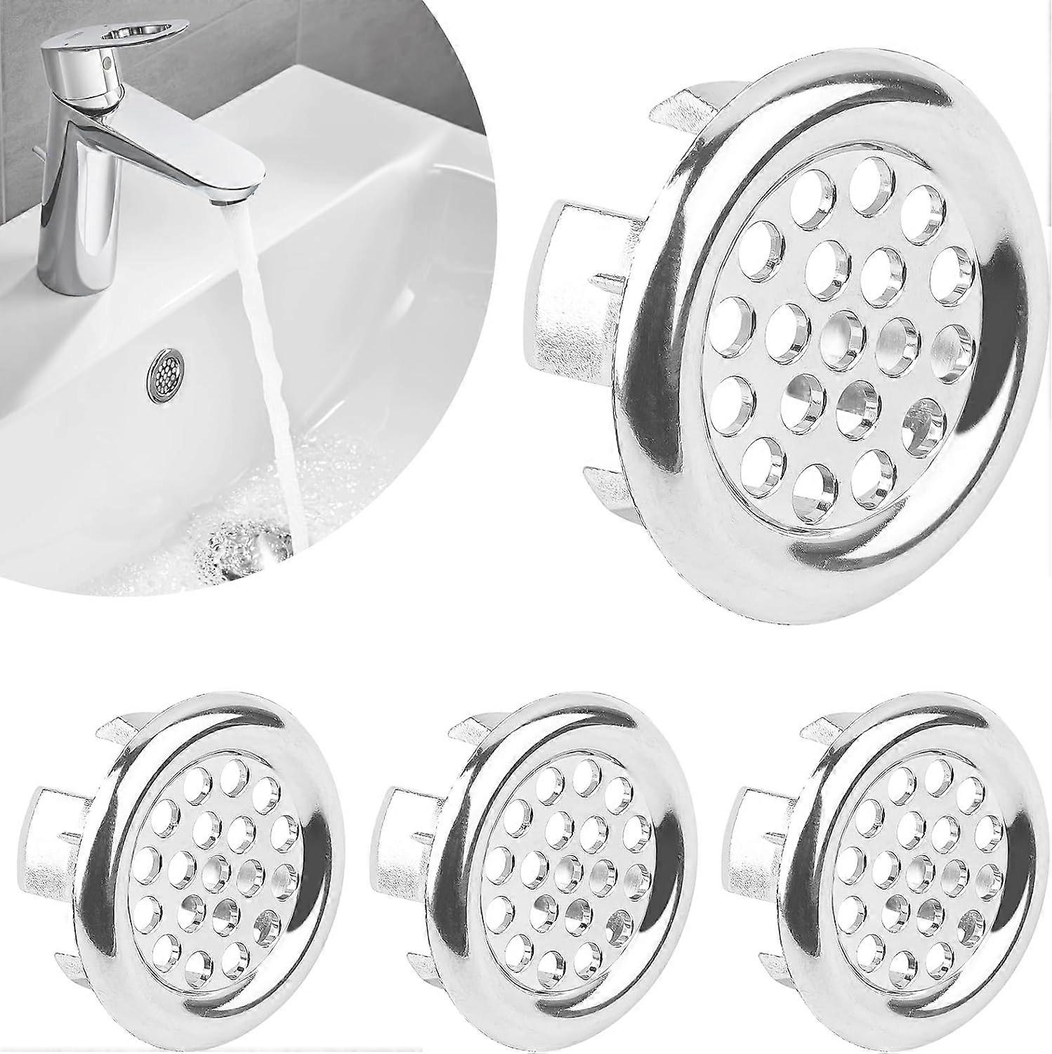 Pack Bathroom Sink Overflow Ring, Round Sink Plug/Ring and Sink Hole Cover for Sink Drain Cover, Sink Overflow Hole Plug