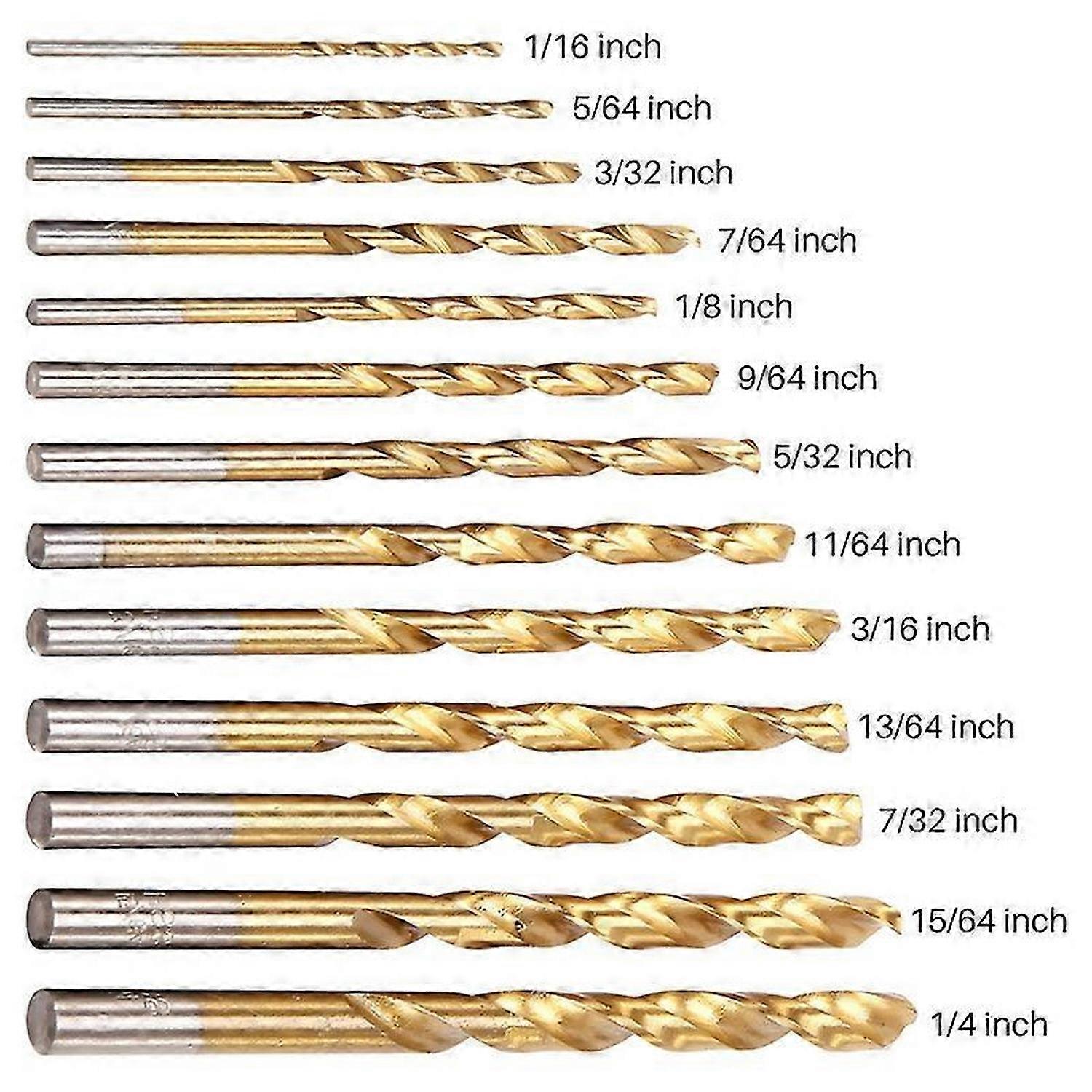 13Pcs Left Handed Drill Bit Set Extractor Drill Bits for Metal Power Tools Accessories with Titanium