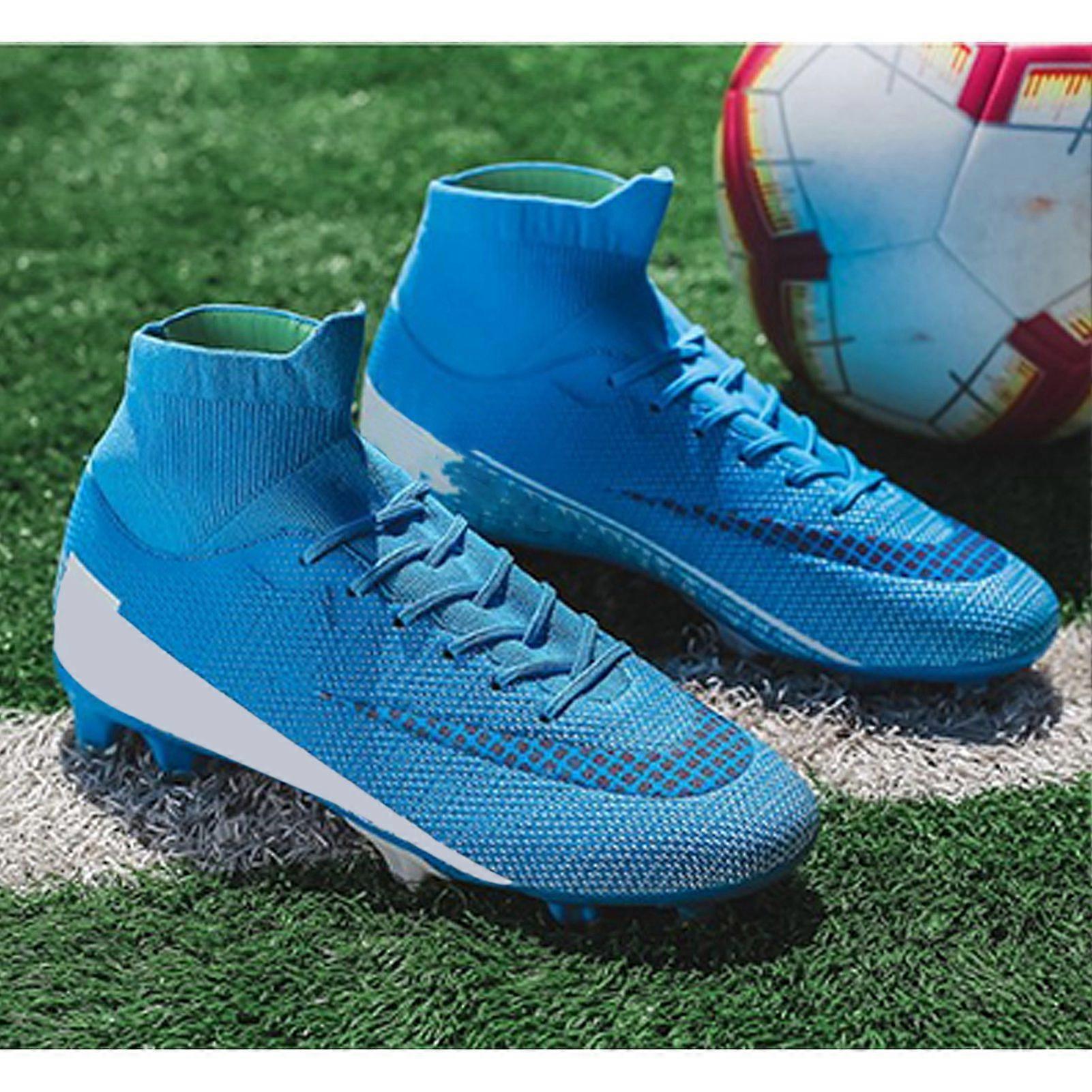 防滑钉男士足球鞋户外室内训练成人足球鞋草地训练比赛运动运动鞋蓝色 42