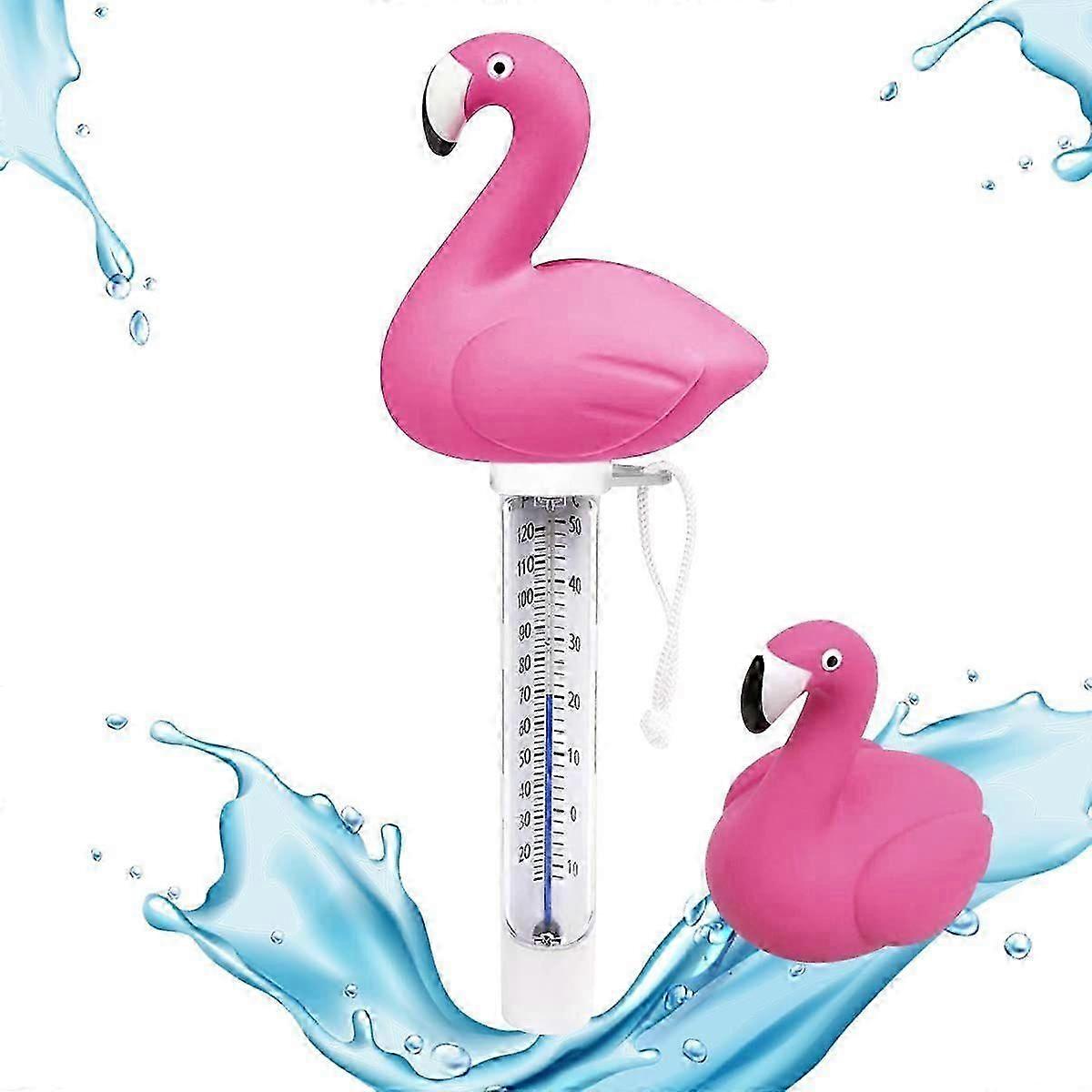 Pooltermometer, 1 flytande termometer Tema med snöre (Flamingo)