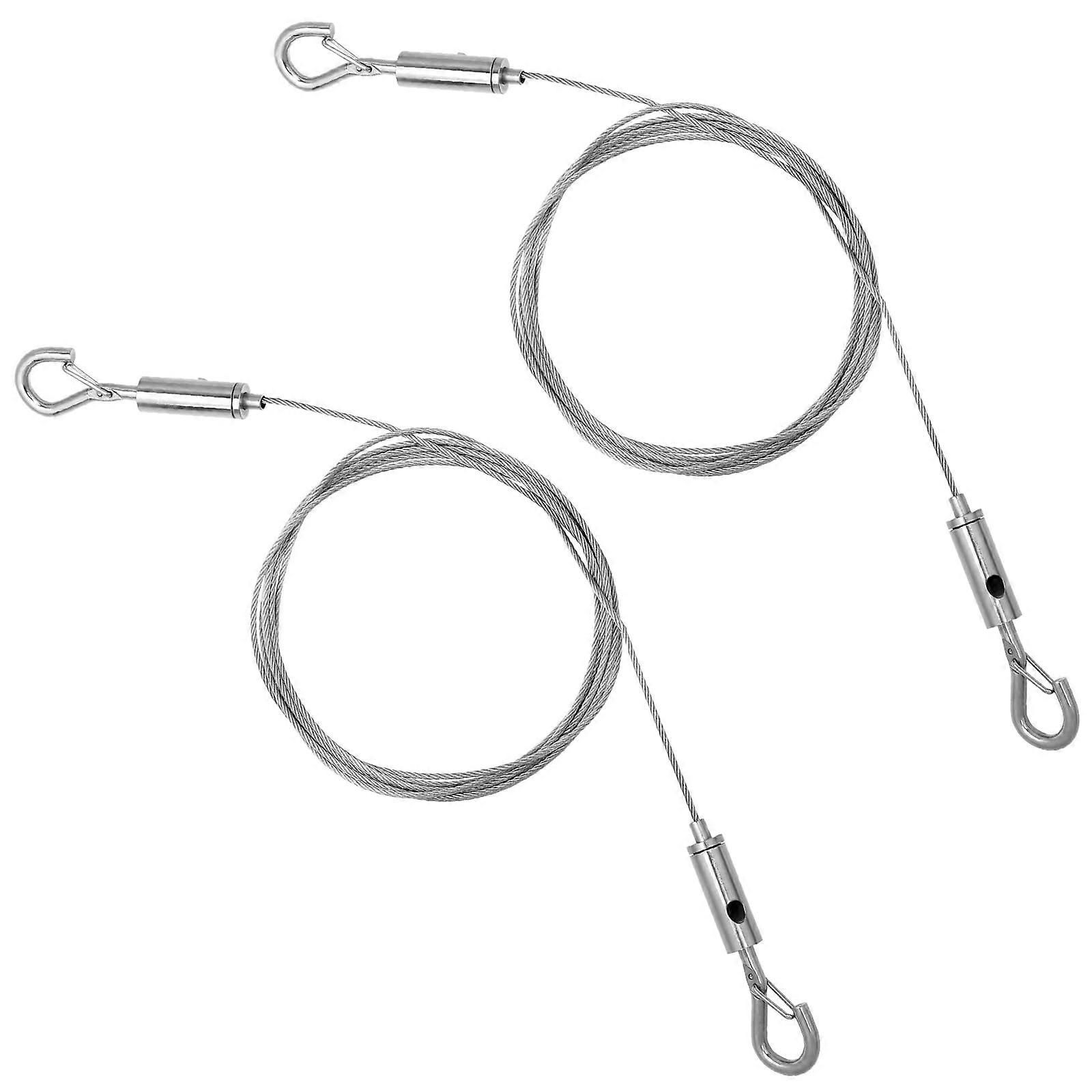 Stainless Steel Wire Rope 2-Pack 2m x 1.5mm Adjustable Suspension Rope With Loop Eyelets and Hooks Up To 50 Kg