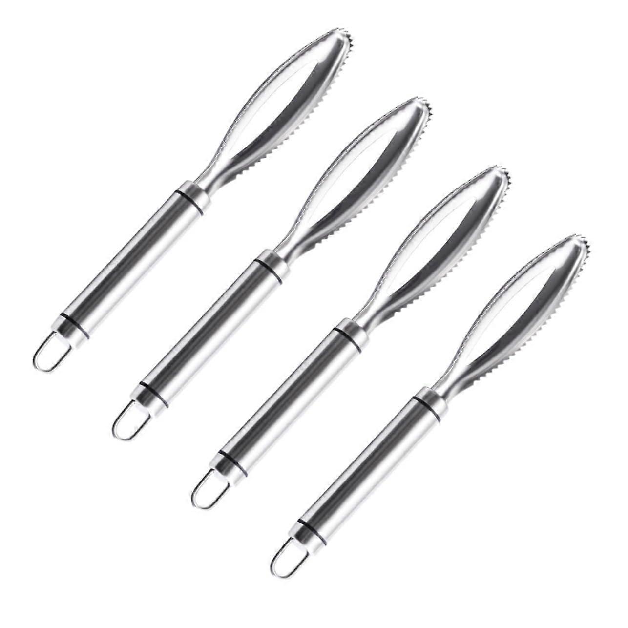 Fish Scale Remover 4-Piece Set, Manual Fish Skin Cleaner With Double-Sided Teeth For Easy Scale Removal