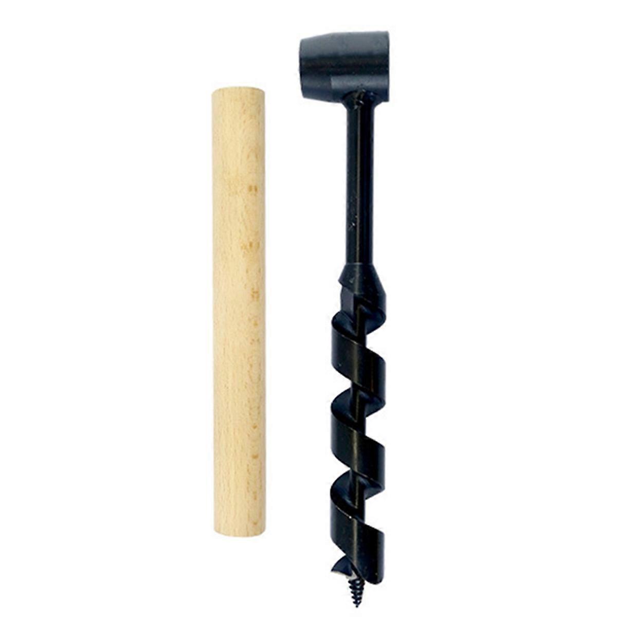 25mm Manual Survival Drill Bit Woodworking Hole Saw Bit with Wooden Stick Hand Auger, Hand Wood Aug