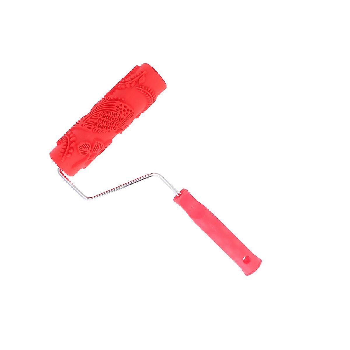 Texture Paint Roller For Walls Lovely Birds Pattern Grain Printing Roller Plastic Head Paint Brush Wall Pattern Tool Red 1Pack