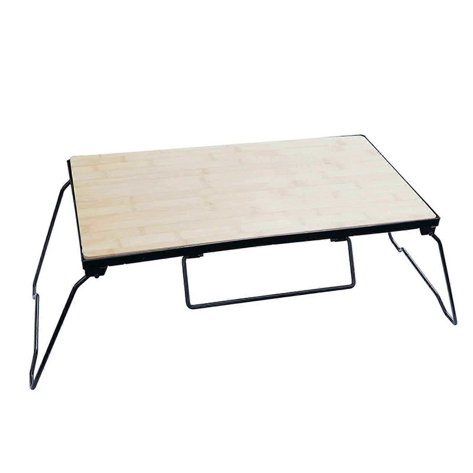 Portable foldable picnic table with iron mesh frame. Rollup design. Carrying bag.