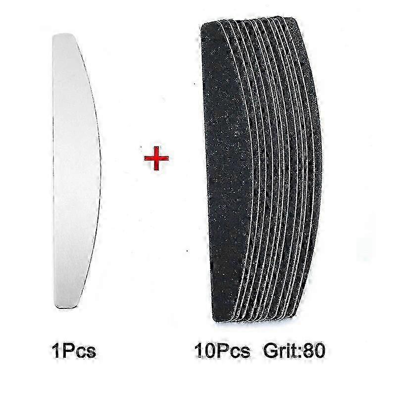 10Pcs/Lot Half Moon Sandpaper 80 100 180 240 Polishing Nail File Replacement Thick Black Professional Manicure Tool Buffer Files