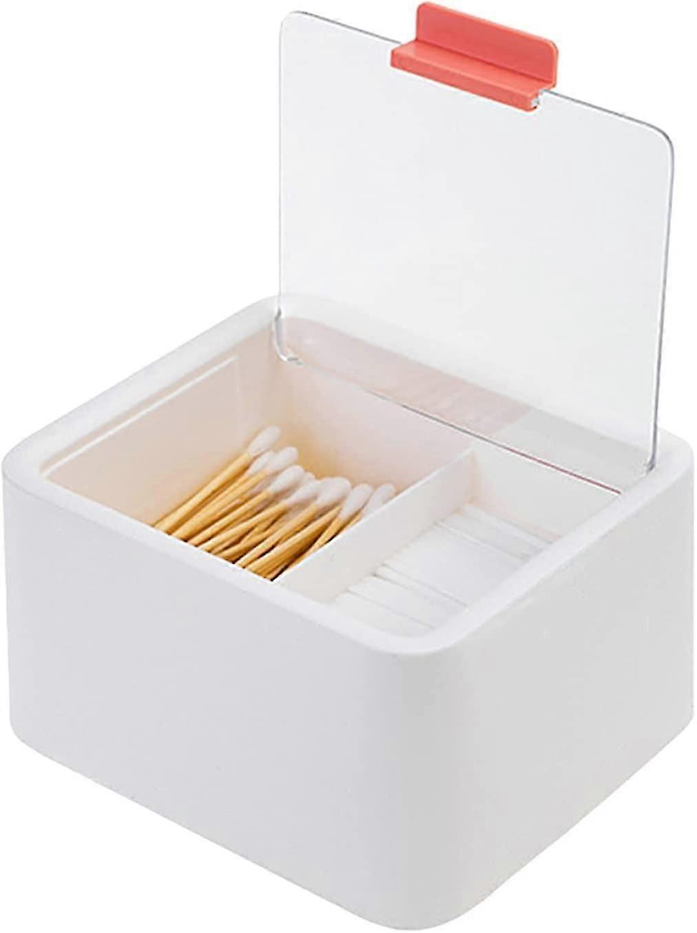 Cotton Pads Rangement, 1 pièce Cotton Swab Distributeur Portable Split 2 Compartiments Cotton Pad Distributeur Cotton Pad Range Range Box avec couvercle transparent, 14.