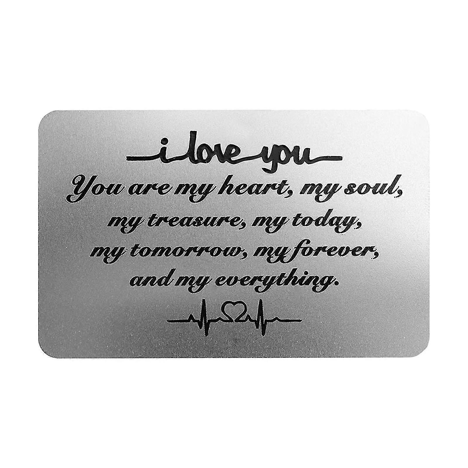 Engraved Wallet Insert Card Greeting Card Romantic Keepsake for Valentine's Day Gift, Ideal for Birthdays, Proposals, and Couples, Perfect f