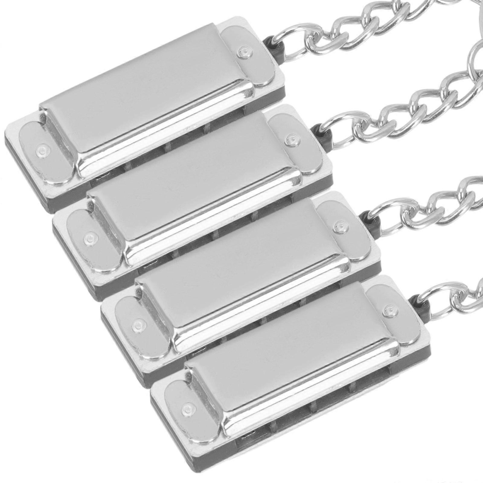 Small Harmonica Key Chain Musical Instruments Keychains Everyday Use 4Pcs