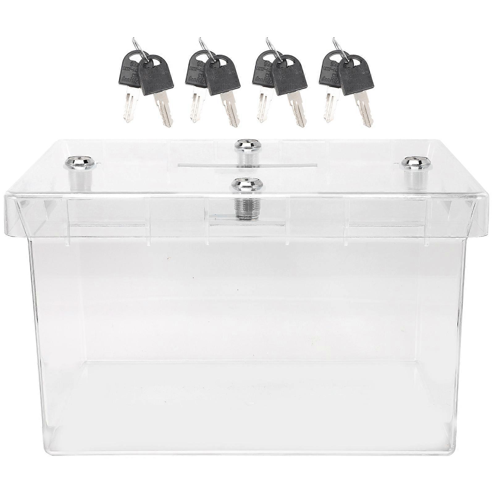 Small Lock Boxes Acrylic Clear Box Party Supplies Game Prop Stainless Steel 12.2×8.3×7.3in 1Set