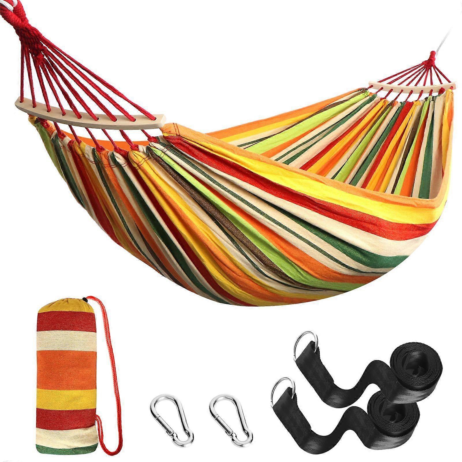 נייד כפול קמפינג נדנדה עם נסיעות מתאים לקמפינג חיצוני מקורה חצר רחפן ערסל פנאי תליית סל -מקל עץ נשלף