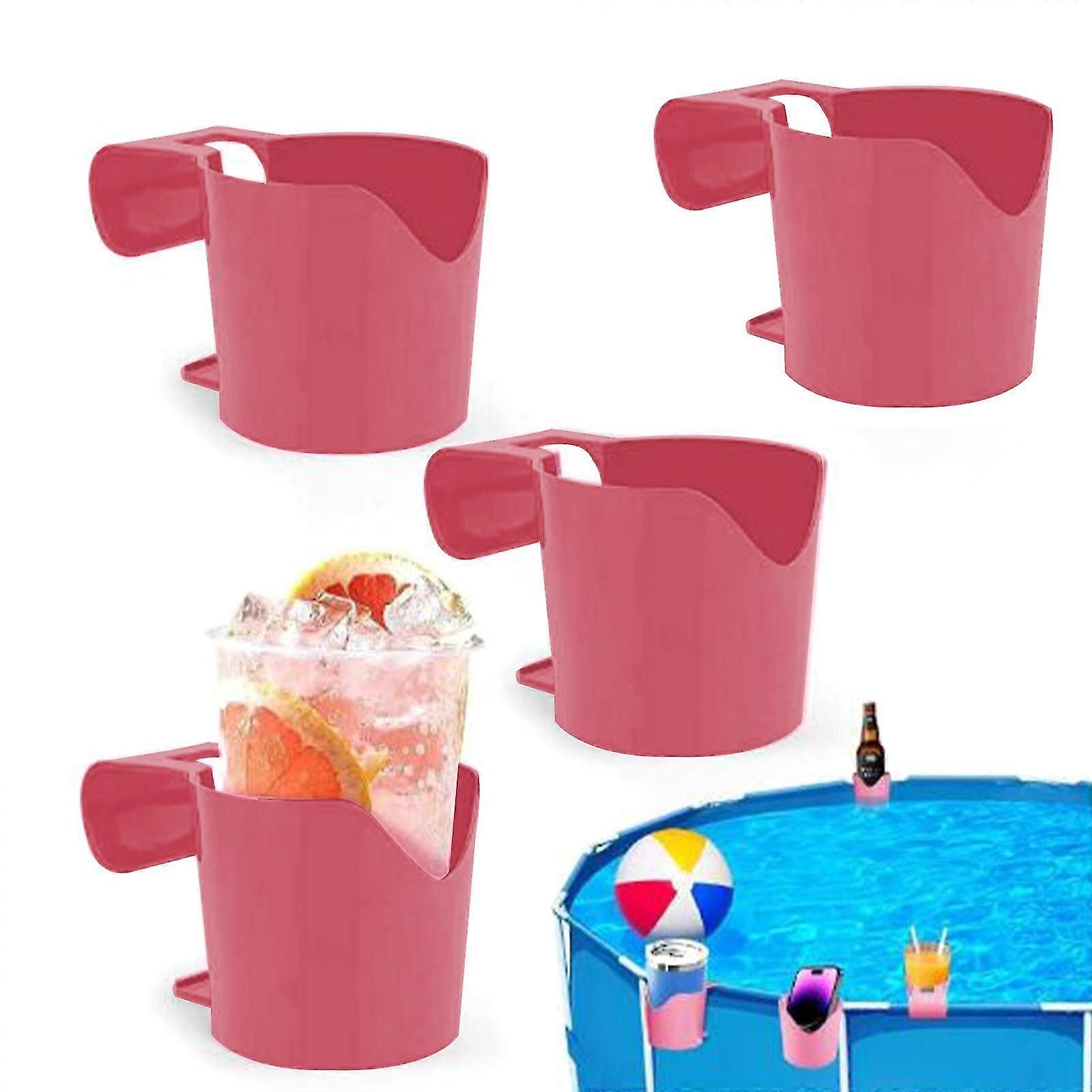 2pcs Poolside Cup Holders For Above Ground Pools, Plastic Swimming Pool Drink Holder For Pool Side, No Spills Pool Cup Holders