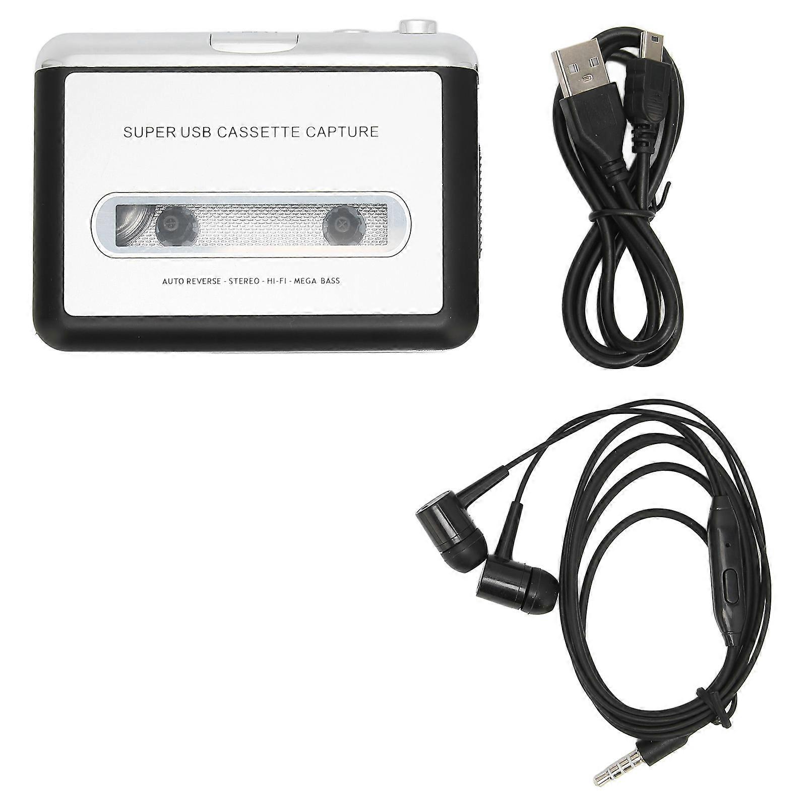 Cassette Portable Multifunctional MP3 CD Converter USB Auto Reverse Sound Music Tape Player for Laptops and PCs